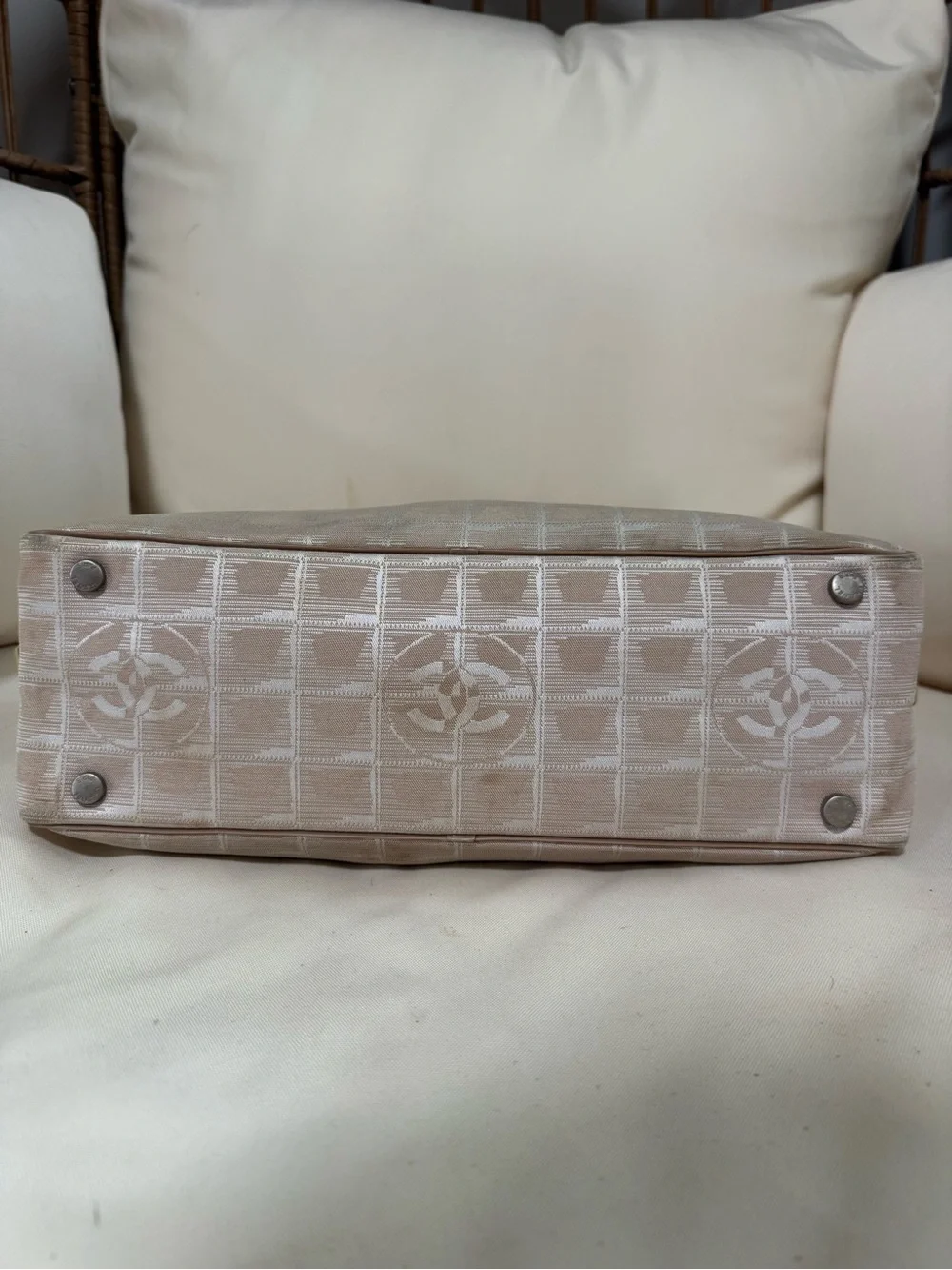 Chanel Y2K Beige Travel Ligne East West Shoulder Bag